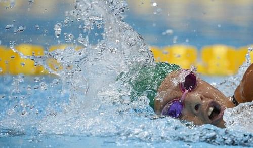 South Africa's Natalie du Toit competes