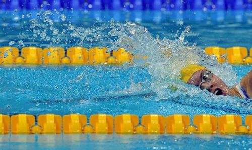 Australia's Jacqueline Freney swims to victory in the women's 400m freestyle S7 swimming final