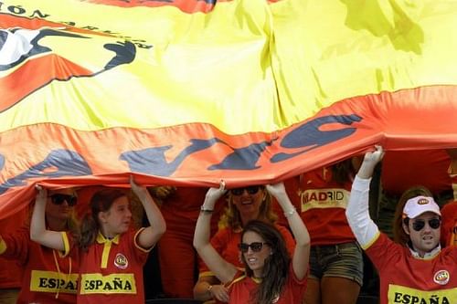 Spanish supporters cheer