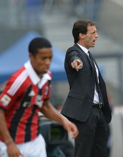 A brief statement said AC Milan coach Massimiliano Allegri was punished for protesting to the match referee