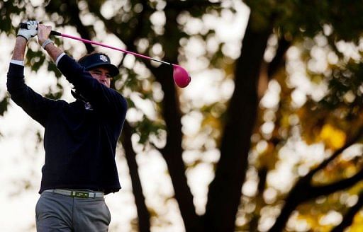 Bubba Watson of the US tees off from the 3rd