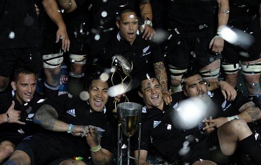 New Zealand on Saturday crushed Argentina and won the inaugural Rugby Championship title with a game to spare
