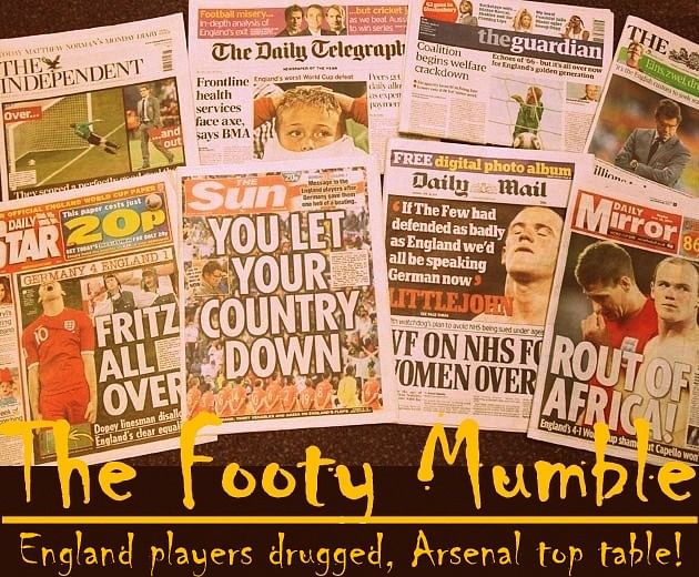 The Footy Mumble: England players drugged, Arsenal top table!