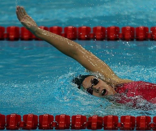 Hosszu Katinka of Hungary competes in the Women&#039;s 200m Indivual Medley final