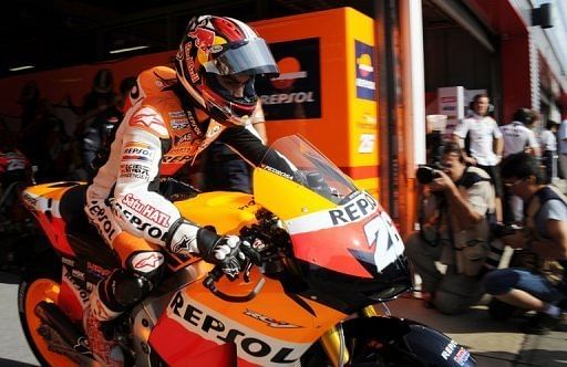 Dani Pedrosa, pictured, passed Jorge Lorenzo on the 12th lap of the 24-lap race