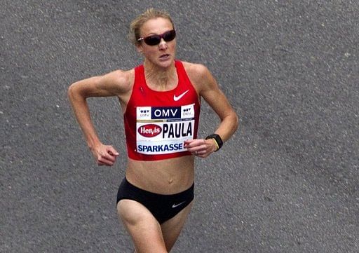 Britian&#039;s Paula Radcliffe competing at the Vienna City Marathon in April