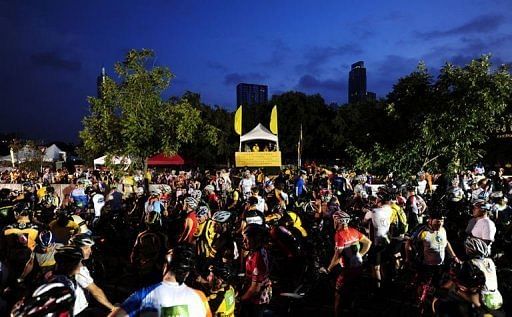 Cyclists gather for the annual Team Livestrong Challenge