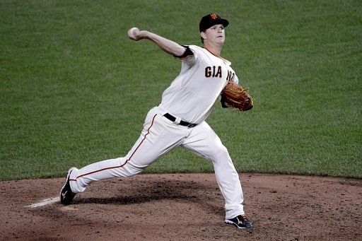 Matt Cain pitched 5 2/3 scoreless innings for the Giants, striking out four Cardinals while surrendering five hits and a walk