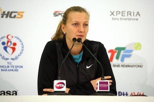 WTA Champion Petra Kvitova addresses the media after withdrawing from the event in Istanbul
