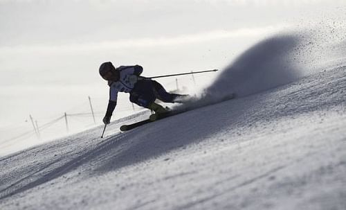 French skier Marion Bertrand competes during a training session on the eve of the giant slalom in Soelden, Austria