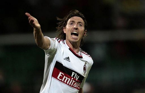 AC Milan&#039;s Riccardo Montolivo celebrates after scoring