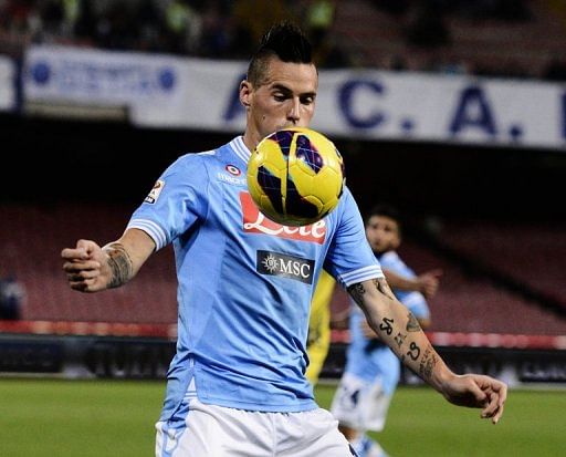 Napoli's Marek Hamsik controls the ball during their match against Chievo. Napoli won 1-0.