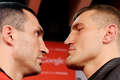 It is the first time in his careeer that Wladimir Klitschko (left) has had to look up at his opponent