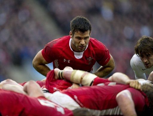 Wales&#039; scrum half Mike Phillips (C), pictured during a match vs England, at Twickenham Stadium, in February