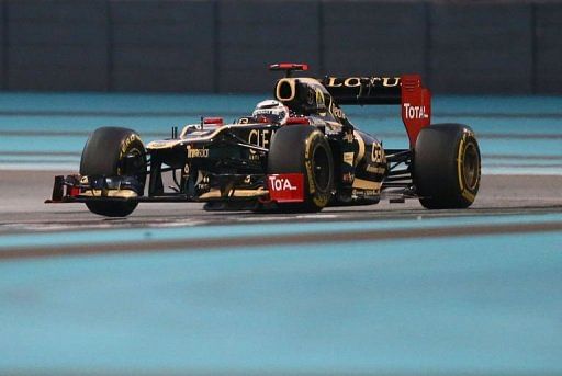 Lotus F1 Team&#039;s Finnish driver Kimi Raikkonen drives on November 4