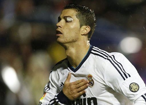 Real Madrid&#039;s Cristiano Ronaldo celebrates after scoring
