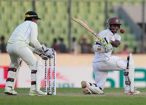 Shivnarine Chanderpaul remained unbeaten on 123 at stumps for his 26th Test century