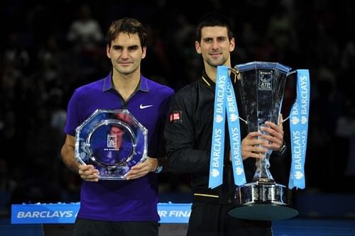 Novak Djokovic (right) won the first and last big men's tennis events of 2012