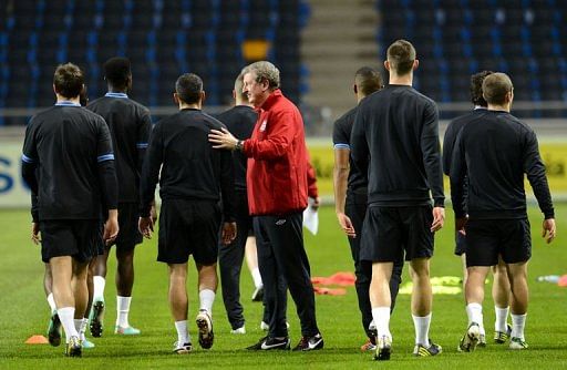 Roy Hodgson oversees a training session of the English national football team