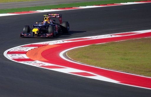 Mark Webber from Australia of Team Red Bull Racing enters turn 9