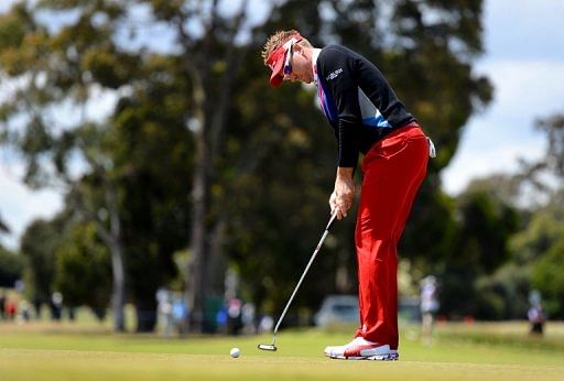 Defending champion Ian Poulter jumped to a one-stroke lead on Saturday at the Australian Masters