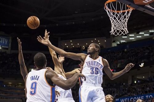 Kevin Durant finished with 25 points, 13 rebounds and 10 assists for the Thunder