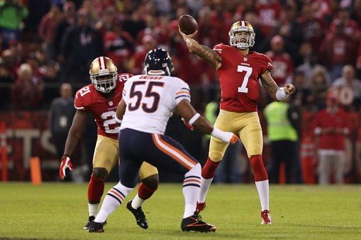 Colin Kaepernick went 16-for-23 for 243 yards and led San Francisco to scores on their first four possessions