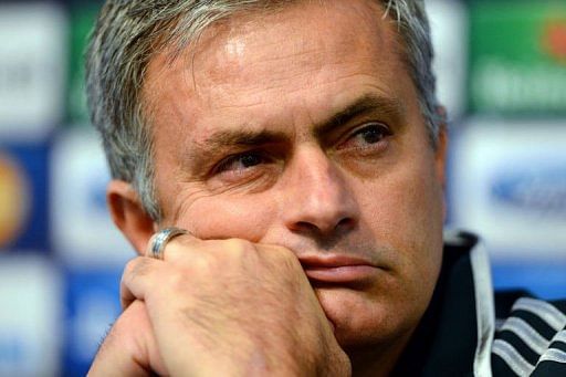 Real Madrid manager Jose Mourinho holds a press conference at the Etihad stadium