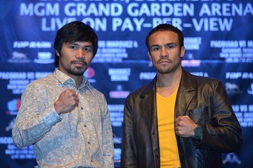 Boxers Manny Pacquiao (L) and Juan Manuel Marquez (R)