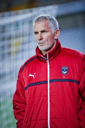 Bordeaux head coach Francis Gillot looks on during a training session in Bruges