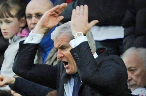 Mark Hughes is pictured at the Premier League games against Southampton at Loftus Road on November 17