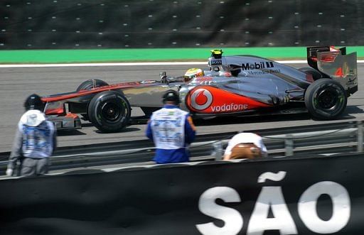 Lewis Hamilton drives his McLaren during free practice at Interlagos in Sao Paulo