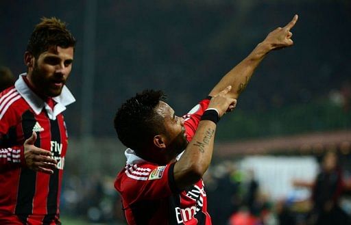 AC Milan's Robinho celebrates after scoring