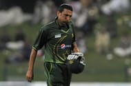 Pakistan's Younis Khan walks back to the