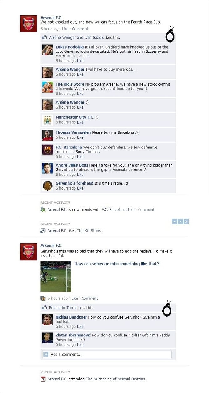 FB Wall: Arsenal FC's Facebook Wall