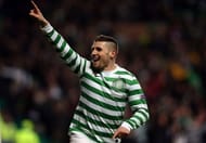 Celtic's forward Gary Hooper celebrates scoring