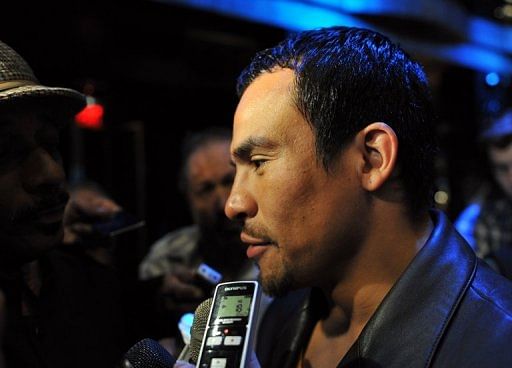Juan Manuel Marquez, pictured in September, while promoting his December 8 welterweight fight against Manny Pacquiao