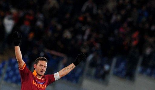 AS Roma forward Francesco Totti celebrates after scoring