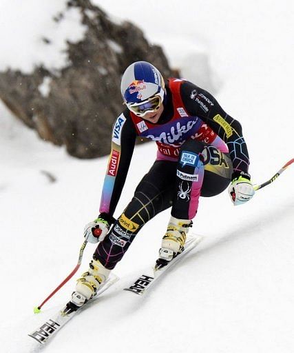 Lindsay Vonn of the US skies on December 13, 2012 in Val d'Isere, French Alps