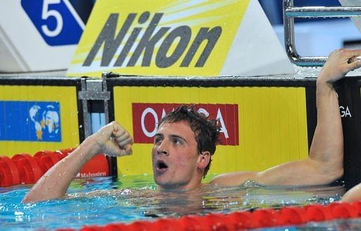 Ryan Lochte of the US reacts after winning the men&#039;s 200m individual medley on December 14, 2012