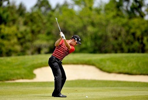 Australia&#039;s Anthony Brown, seen in action during a golf tournament in South Korea, on May 18, 2012