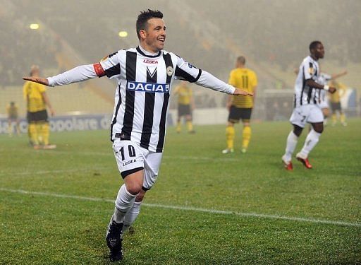 Antonio Di Natale plays in Udine on December 15, 2011