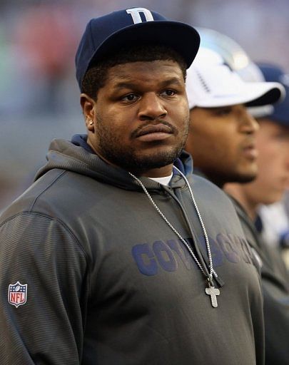 Dallas Cowboys player Josh Brent at the game against the Pittsburgh Steelers at Cowboys Stadium on December 16, 2012