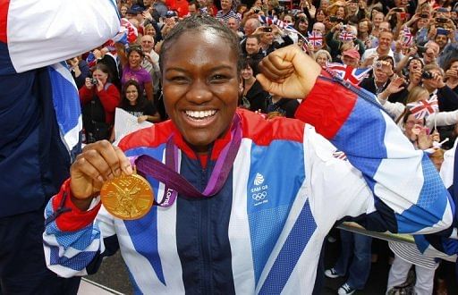 British Olympic gold medal-winning boxer Nicola Adams pictured during a parade in London on September 10, 2012