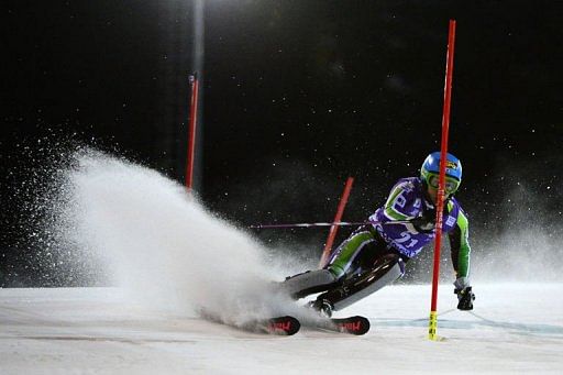 Japan&#039;s Naoki Yuasa competes during the Men&#039;s World Cup Slalom on December 18, 2012 in Madonna di Campiglio