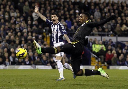 Chelsea striker Daniel Sturridge stretches for the ball against West Brom on November 17, 2012
