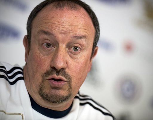 Chelsea&#039;s interim manager Rafael Benitez at a press conference at the club&#039;s training complex on December 18, 2012