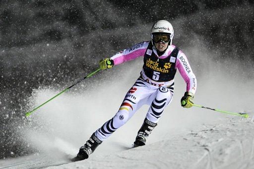Germany&#039;s Viktoria Rebensburg competes during the FIS Alpine Ski World Cup women&#039;s giant slalom on December 19, 2012