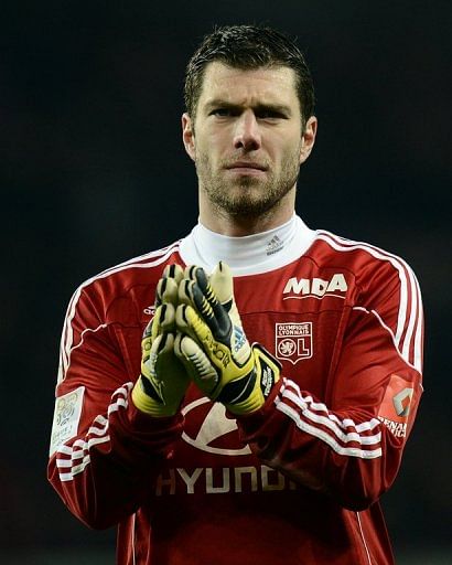 Lyon&#039;s goalkeeper, Remy Vercoutre, seen after their 1-0 loss to PSG, in Paris, on December 16, 2012