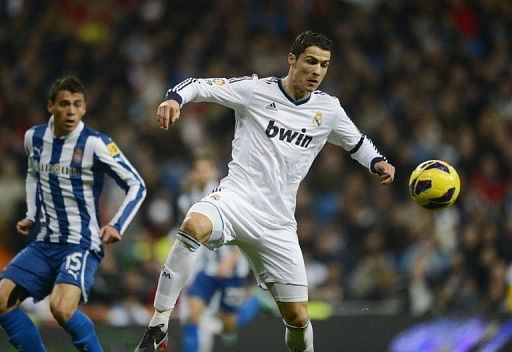 Real Madrid&#039;s Cristiano Ronaldo during a Spanish league match against Espanyol on December 16, 2012